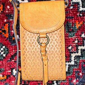 Faux leather over the shoulder wallet/cell phone purse.